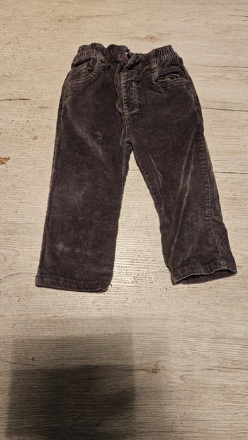 Pantalon brun en velour cotelé, stretch, Grain de Blé, 18 mois