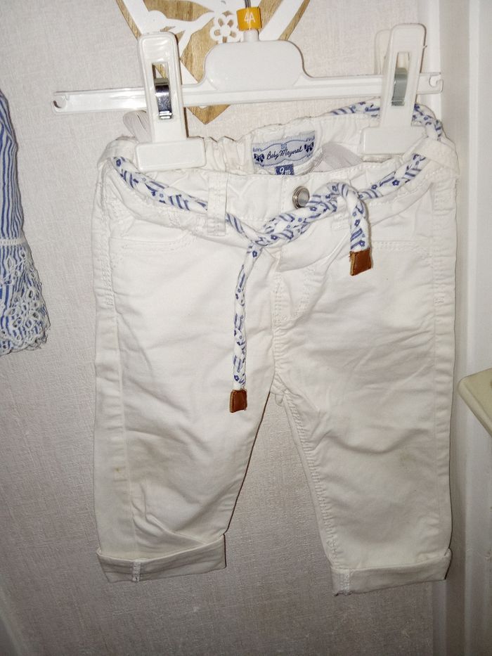 Ensemble mi saison été bébé fille 9 mois marque mayoral baby girls blouse, tunique pantalon blanc - photo numéro 5