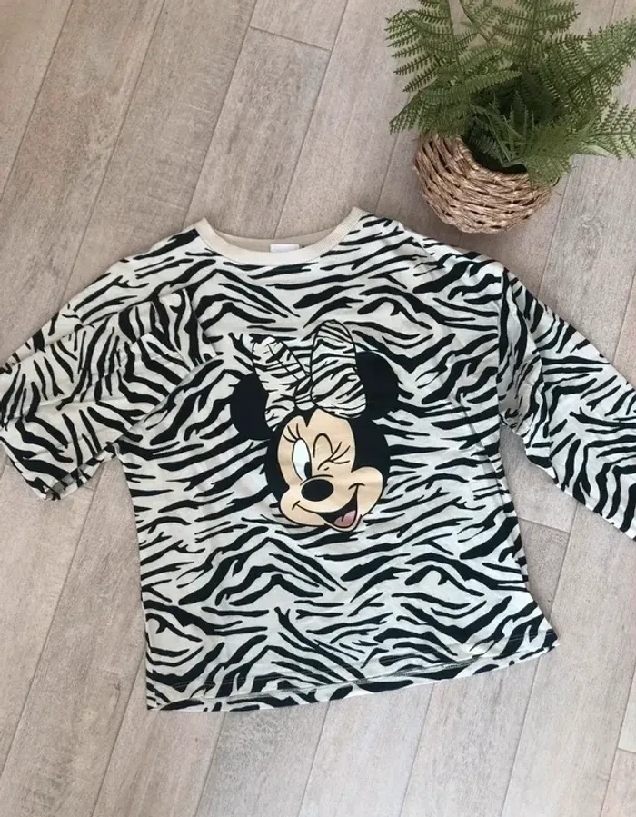 Tee-shirt beige noir fille Zara Disney
