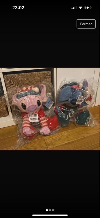 Lot de 2 magnifiques peluches Angel et Stitch (de Lilo et Stitch).
