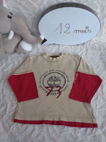 Tee shirt chemise manches longues Garçon 12 mois Timberland C W F 100% coton