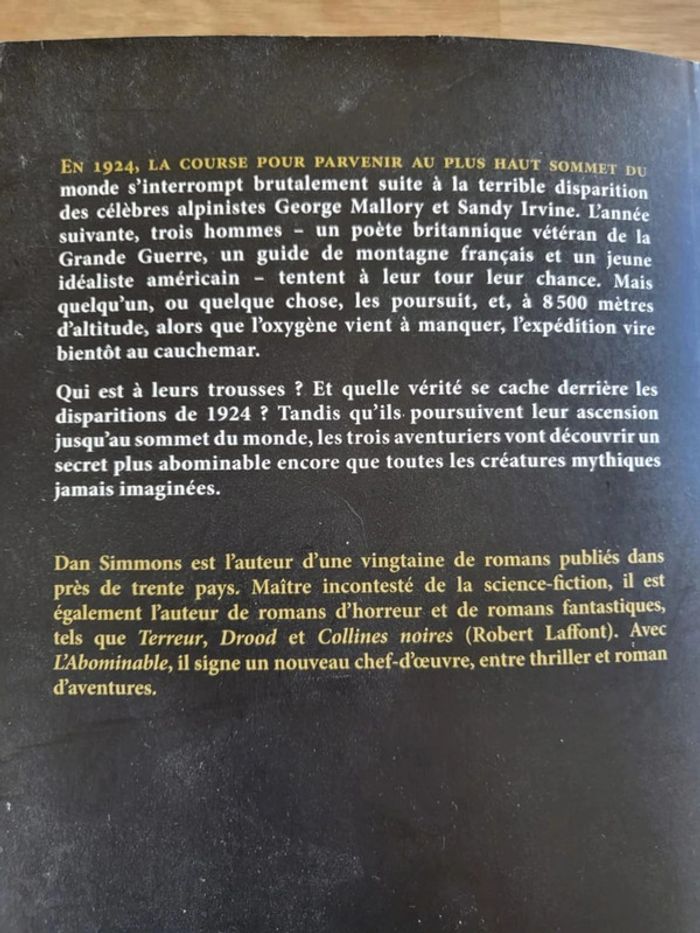 Livre broché de Dan Simmons l'abominable - photo numéro 5