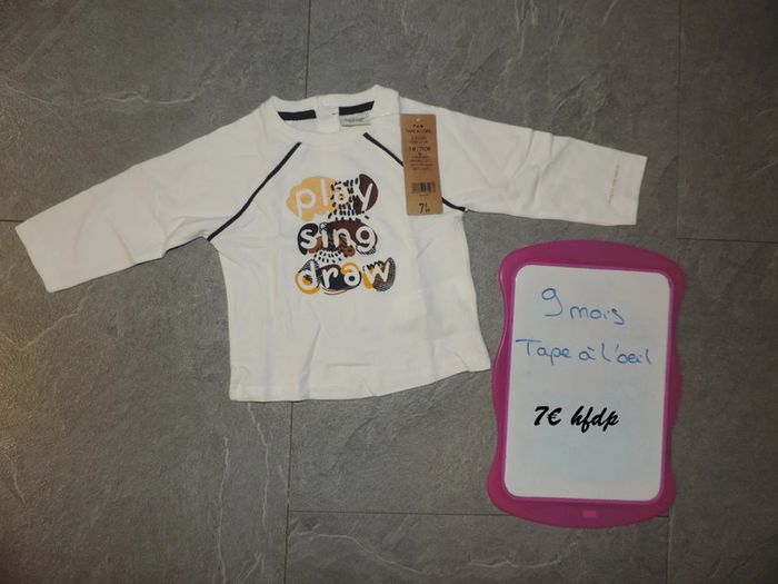 tee shirt tape à l'oeil taille 9 mois neuf