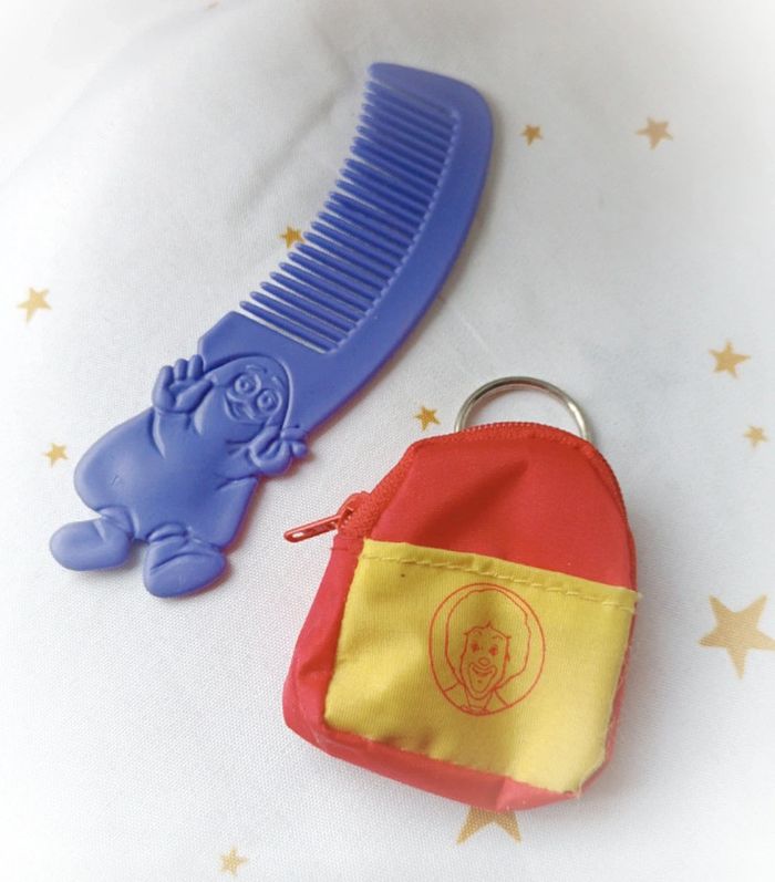 Grimace Ronald peigne sac bag mini small vintage violet purple 1993 brush keychain McDo happy