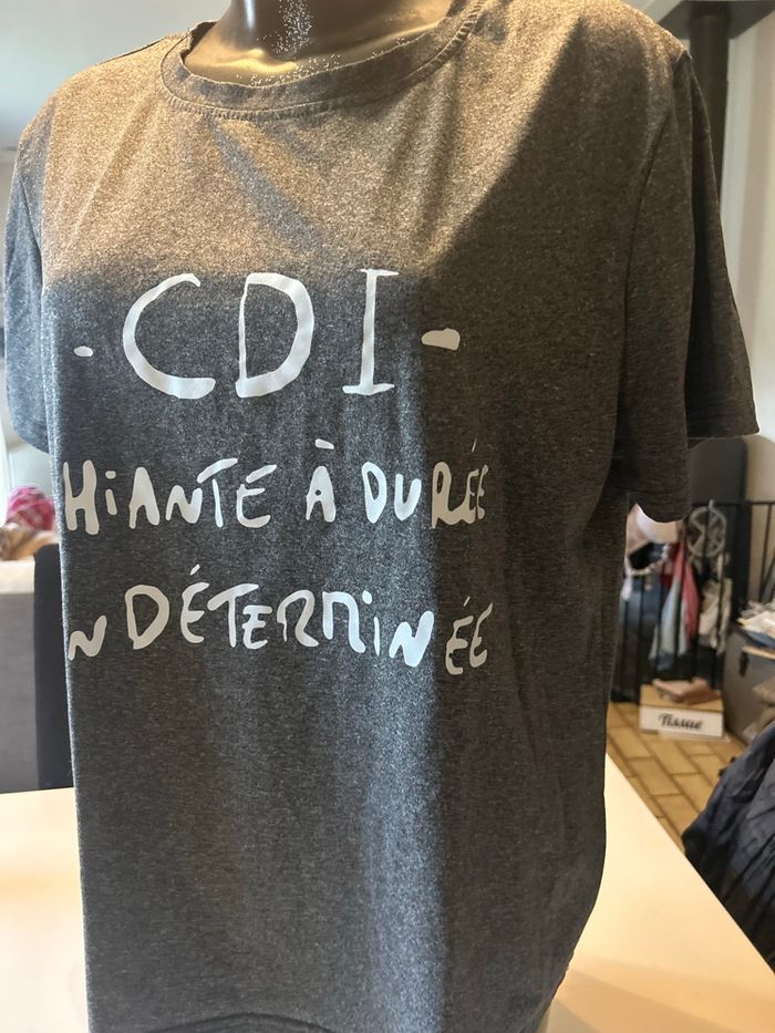 T-shirt manches courtes pour femme NEUF taille XL couleurs gris et blanc - photo numéro 2