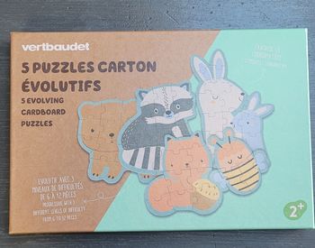 5 puzzles carton évolutifs vert baudet