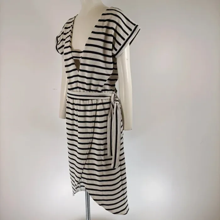 Robe marinière rayée blanc cassé et bleu marine - CMT Atelier - taille M - A129 - photo numéro 7
