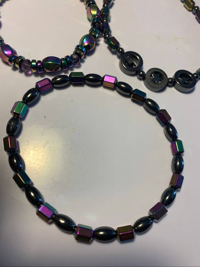 3 bracelets perles métalliques - photo numéro 2