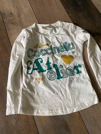T-shirt manches longues blanc et vert 4 ans