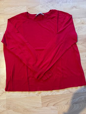 Pull léger col rond, rouge femme