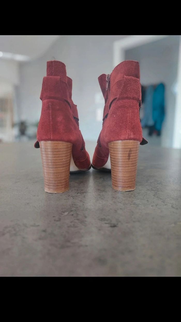 Bottines nubuck bordeaux San Marina - photo numéro 4