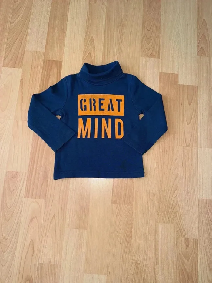 T-shirt Col Roulé Z Génération Bleu - Taille 2 Ans - Très Bon État