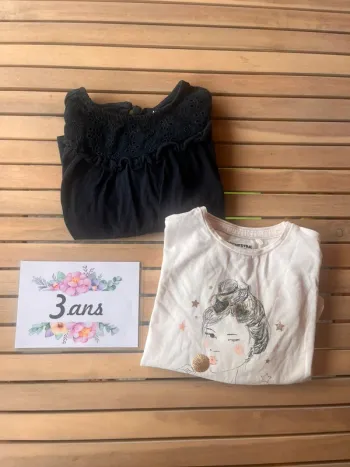Lot teeshirt en coton manches longues 3 ans