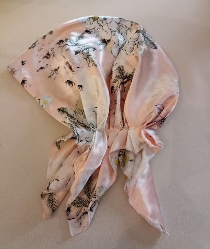 Bonnet de Nuit Satiné Pêche Fleuri - Protège & Sublime vos Cheveux ! - photo numéro 3