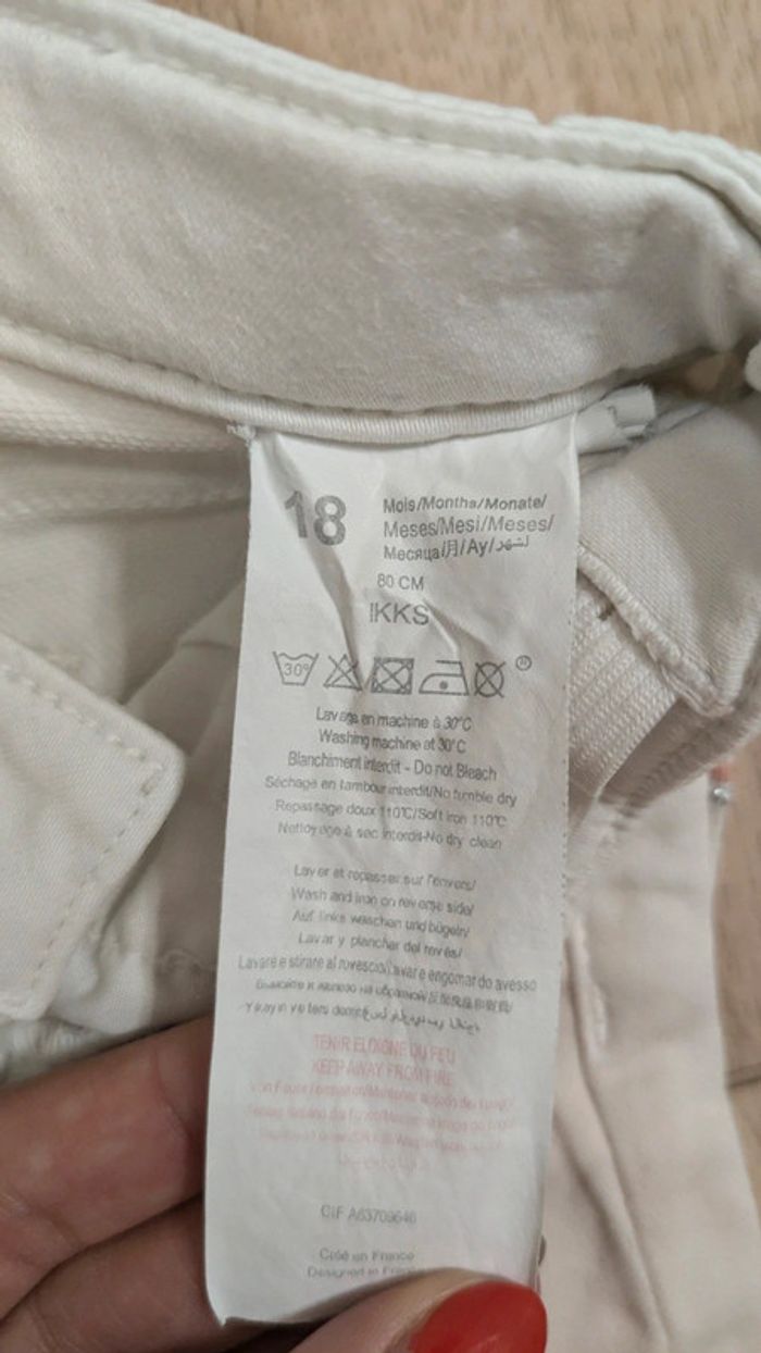 Jeans blanc et orange IKKS 18 Mois - photo numéro 3