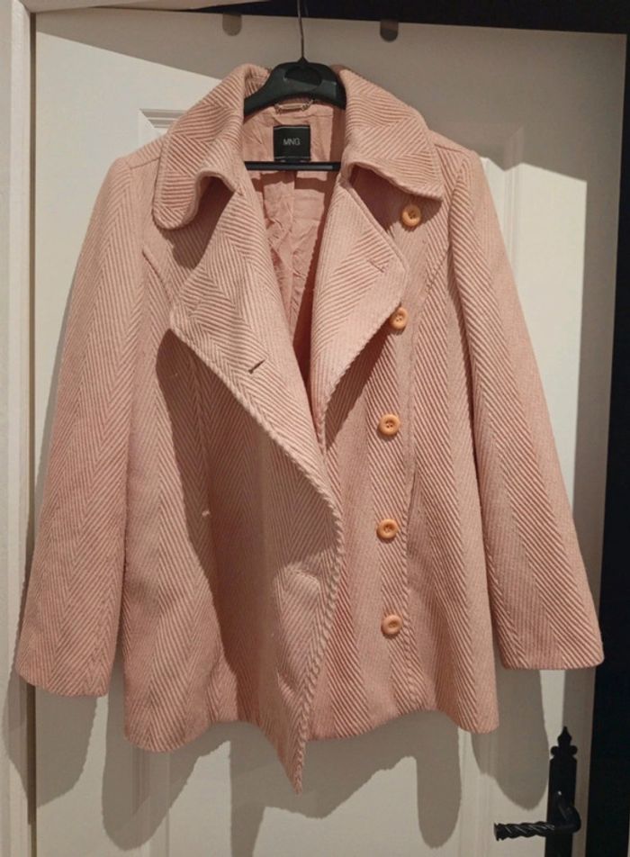 🔝 Manteau d'hiver manches longues Mango rose pâle taille XL 42 en laine polyester viscose et acétate - photo numéro 2