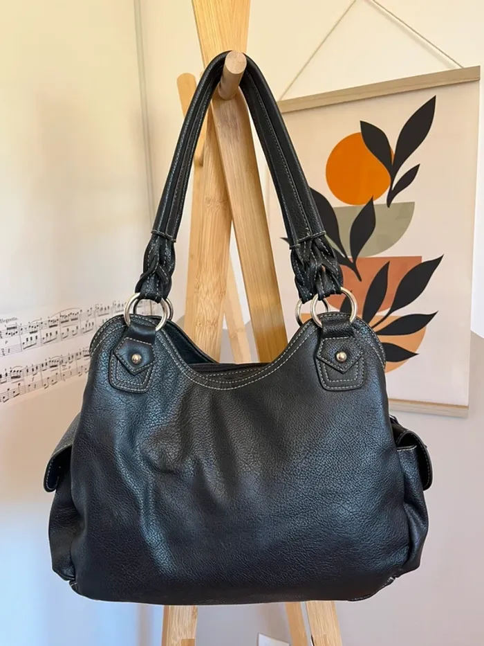 Sac noir vintage y2k marque Rosetti en cuir parfait état [ref2506SBl82] - photo numéro 3