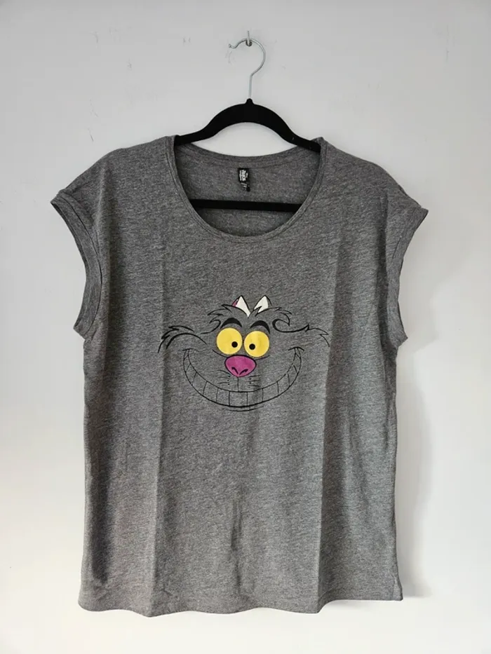 T-shirt gris chat du Cheshire Alice au Pays des Merveilles Undiz taille 38 / M