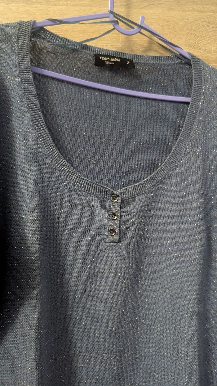 Pull paillettes bleu - photo numéro 2