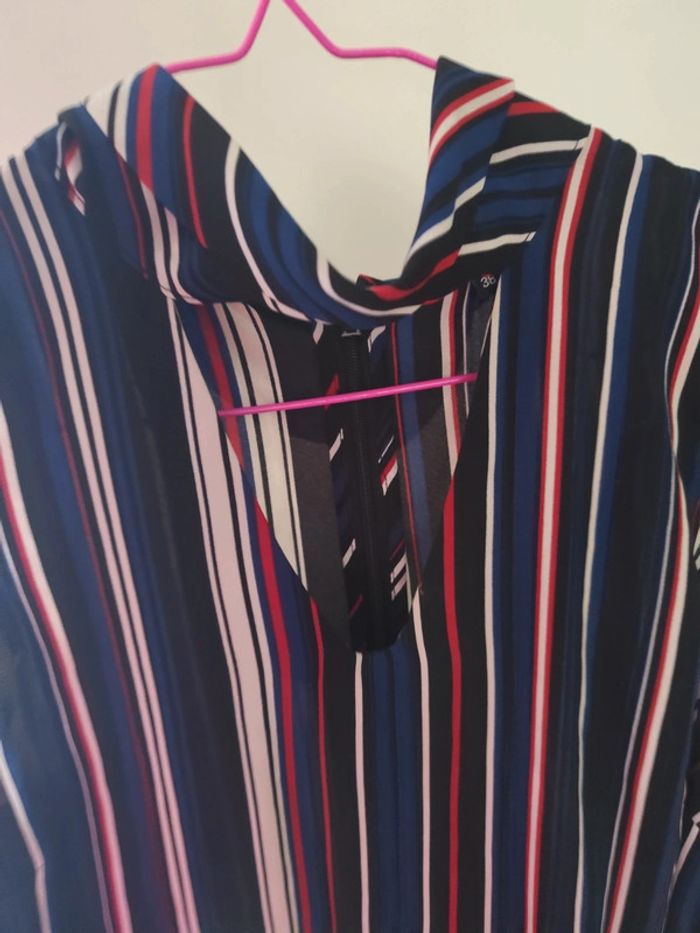 T-shirt débardeur rayé bleu blanc rouge - photo numéro 3