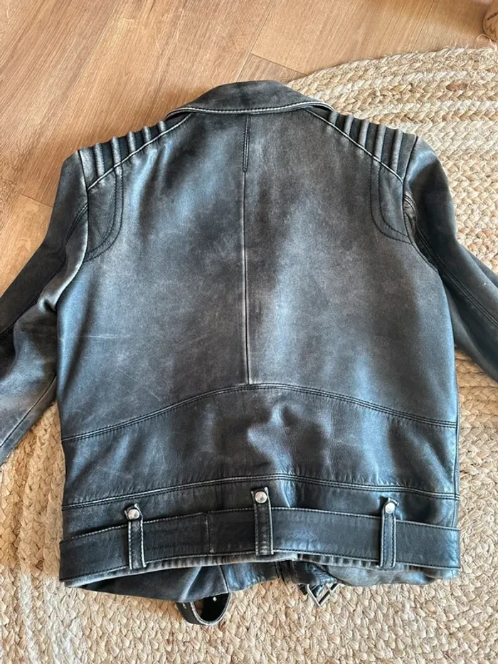Perfecto cuir The Kooples gris noir taille 36 - photo numéro 10