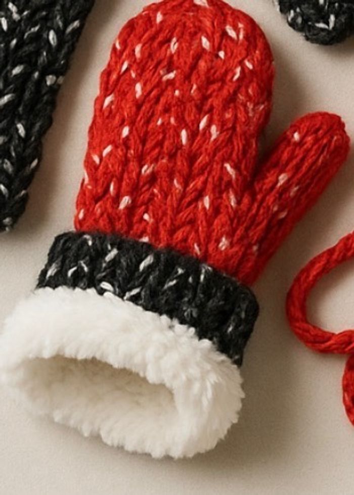 Lot bonnet écharpe moufle rouge noir - Neuf - intérieur polaire - photo numéro 3