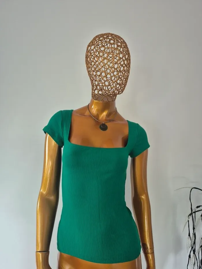 Tee-shirt Vert Manches Courtes Femme Taille L/40