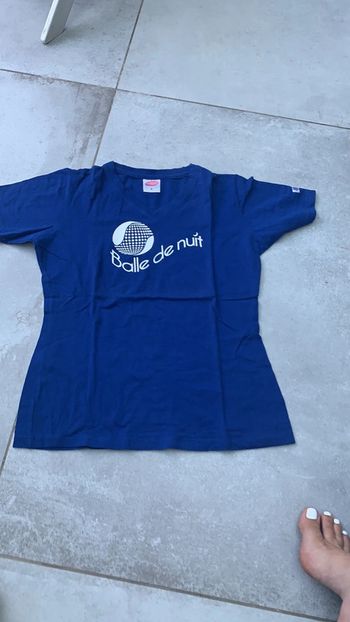T-shirt femme bleu sport message taille s