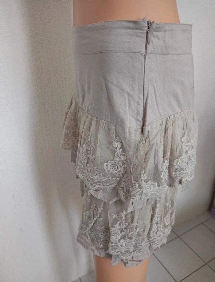 Mini jupe taupe avec dentelle T36 J*8 - photo numéro 4