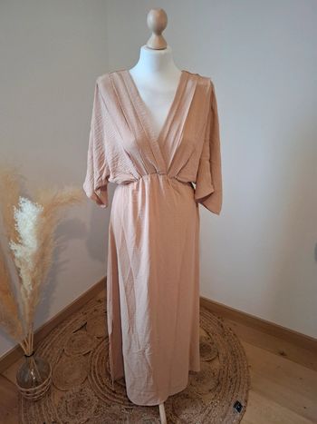 Robe beige longue fluide cache-coeur neuve Ikoone & Bianka taille S 36