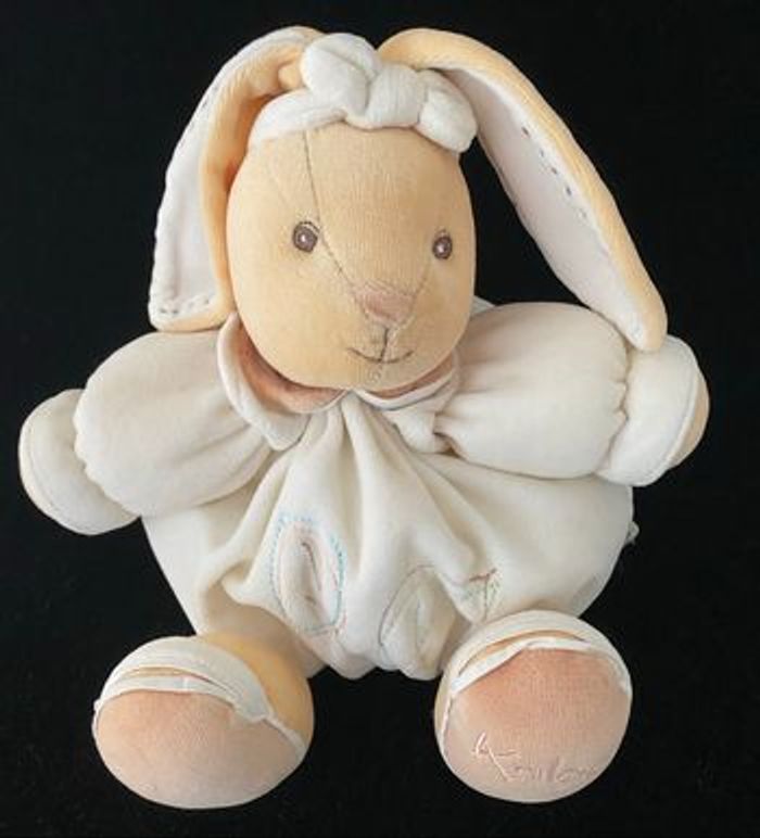 ❤️B5977 Peluche vintage doudou kaloo lapin 1998 -2008 blanc écru beige