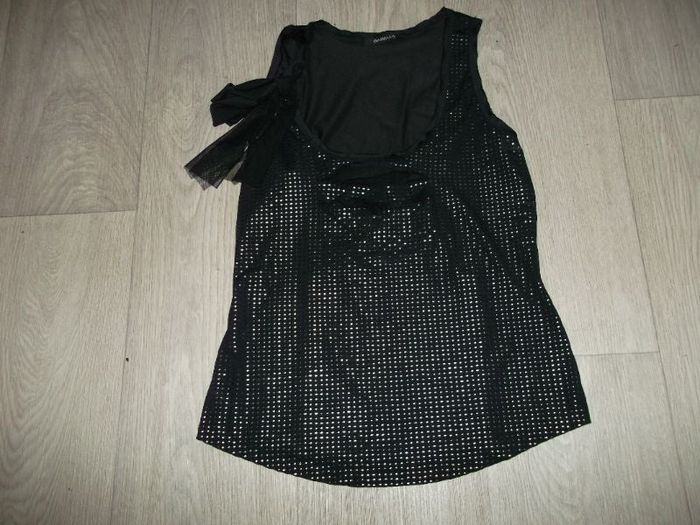 Top GARELLA chic soirée noir clous voile S NEUF
