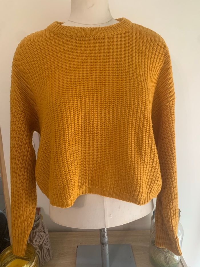 Pull fille jaune moutarde taille 32 - photo numéro 2