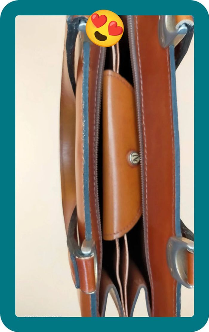 Sac à main vintage Nouveau Maroquinier, en cuir rigide, marron - photo numéro 8
