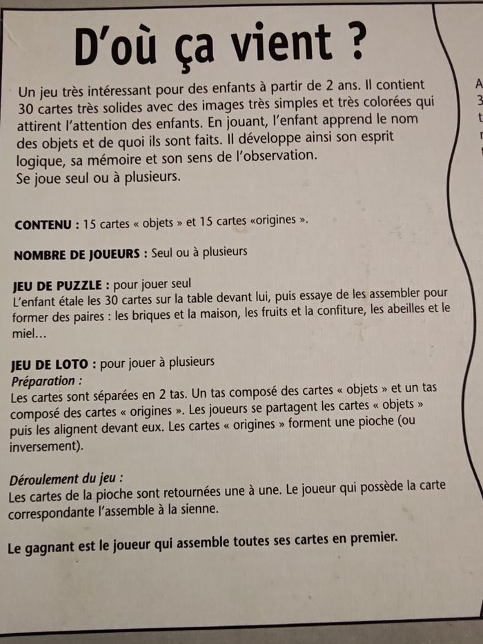 Jeu D'Où ça Vient ? EVEIL & JEUX - photo numéro 2