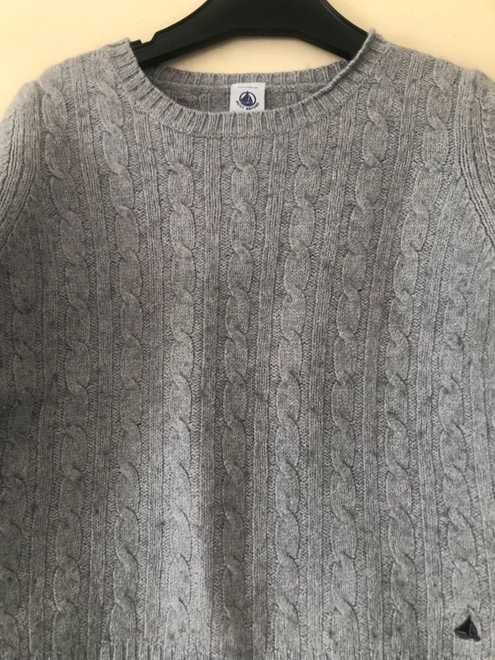Pull torsades 6 ans Petit Bateau gris clair - photo numéro 4