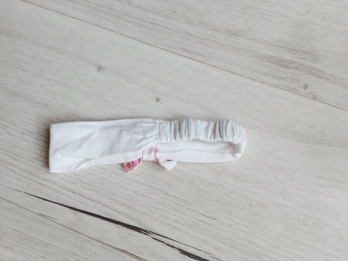 Vêtement bébé fille bandeau taille unique blanc noeud rose - photo numéro 3