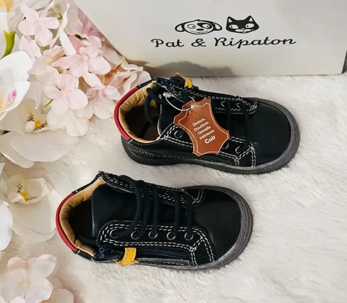 Bottines Chaussures Cuir Zip Pat et Ripaton T21 - photo numéro 3