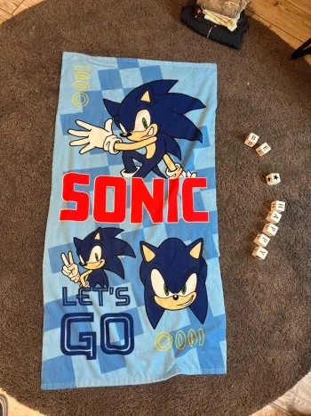 Grande serviette de bain ou piscine Sonic officielle