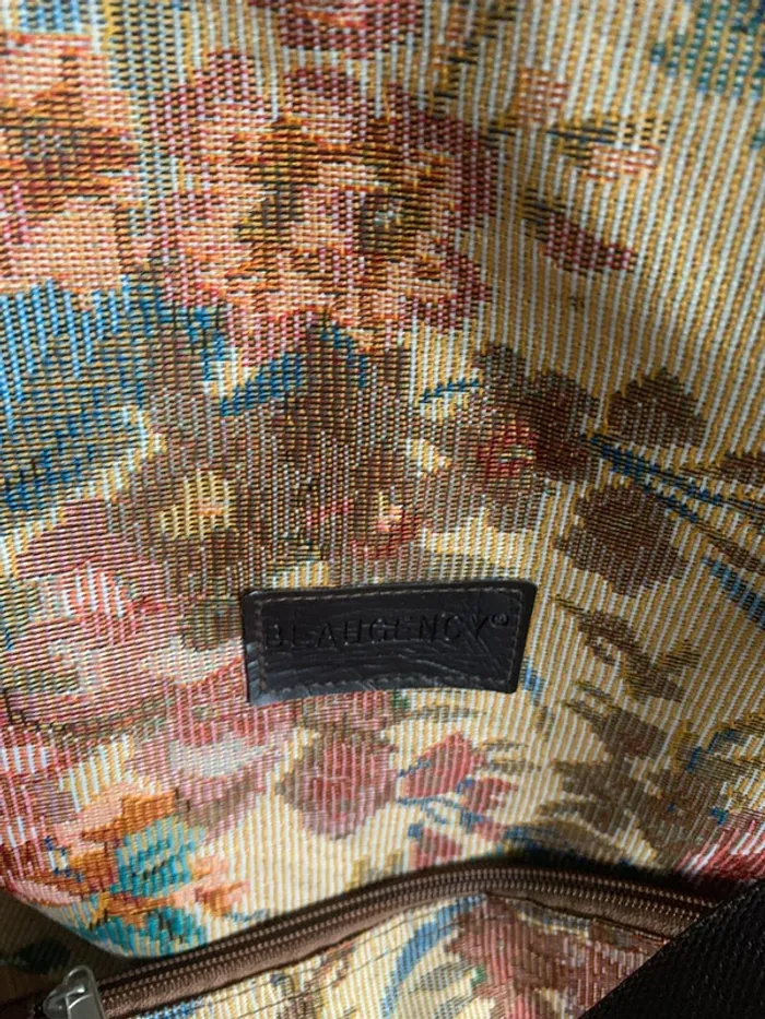 Grand sac vintage fourre tout +petit sac modèle tapisserie florale devant - photo numéro 3
