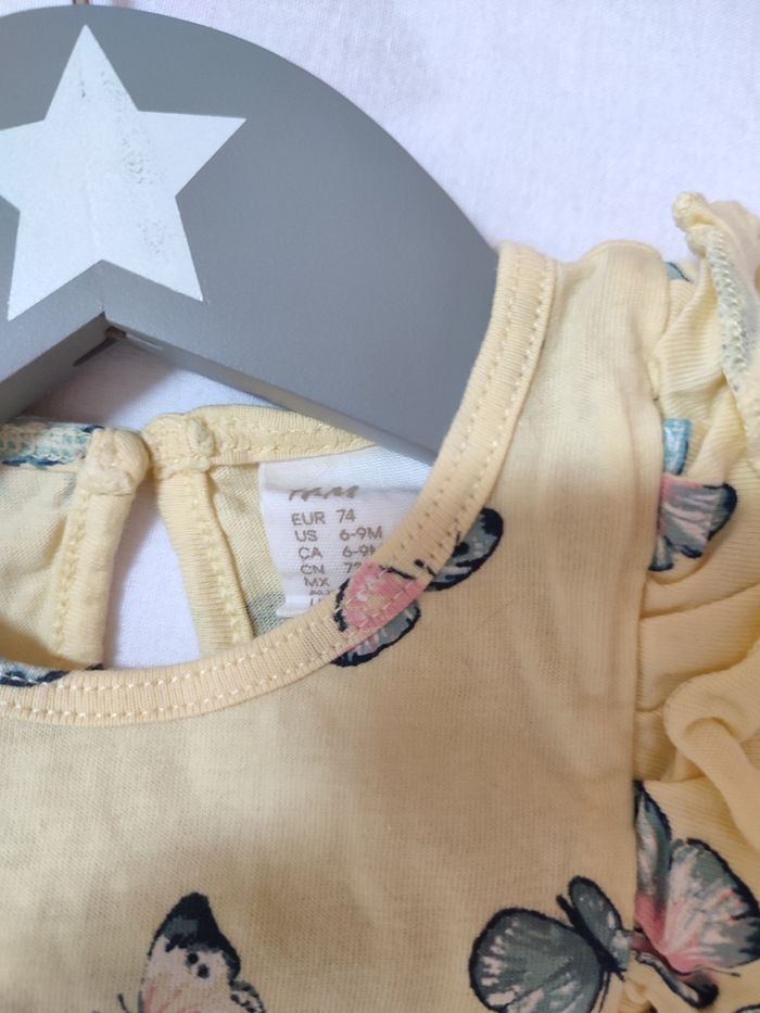 Robe jaune - Papillons - 74 cm - Très bon état - H&M - photo numéro 3