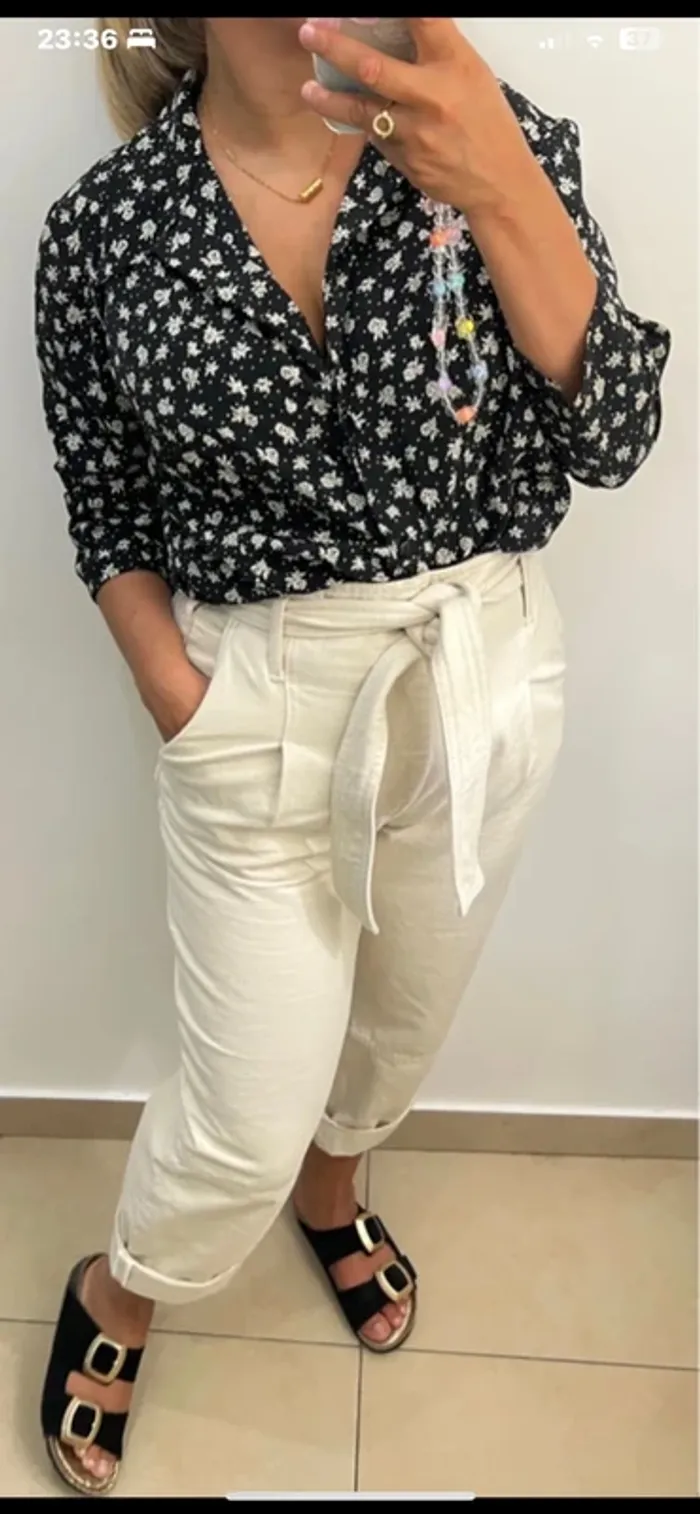 Chemise satinée a fleurs - photo numéro 4