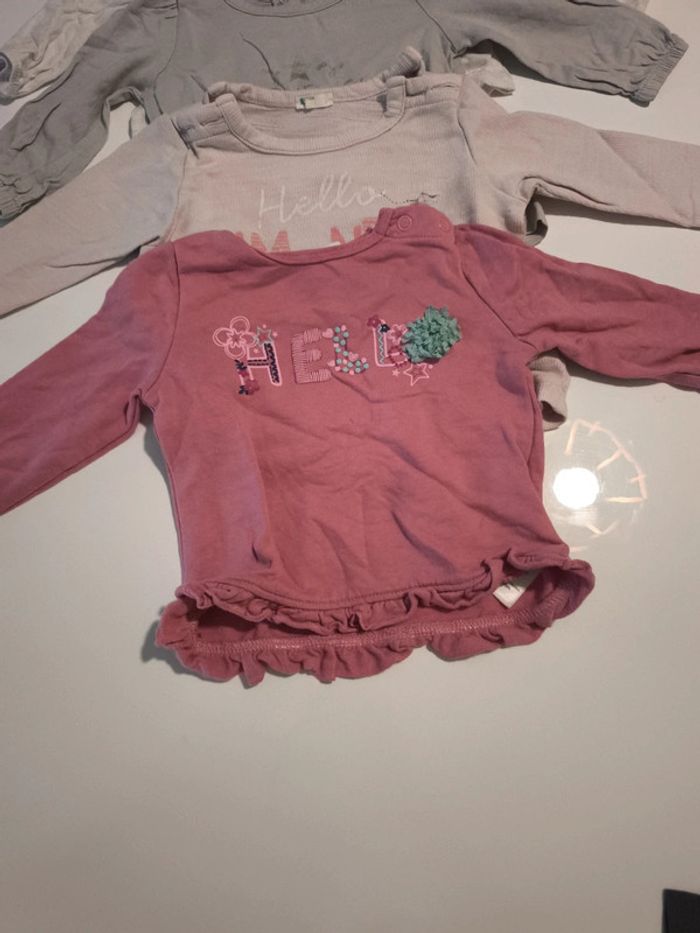 Lot Tshirt manche longue et sous pull 6 mois fille - photo numéro 9