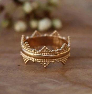 Bague structurée couronne plaqué or 18k taille 52