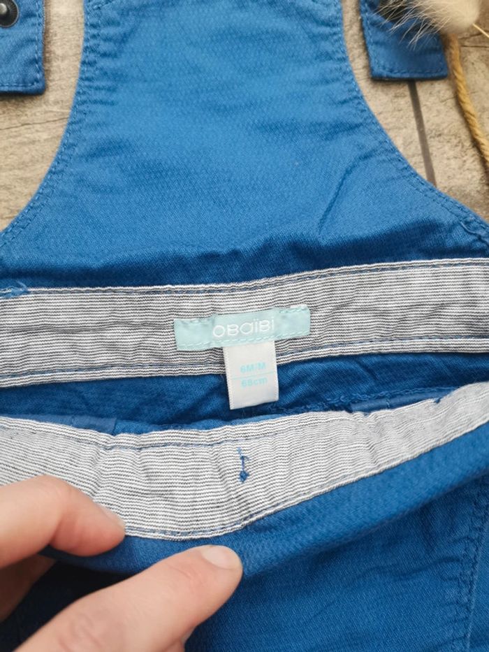 🌺Obaibi Très jolie salopette short 6 mois bebe garçon bleu blanc - photo numéro 8