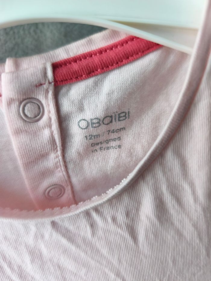 T-shirt bébé fille Obaïbi taille 12 mois - photo numéro 3