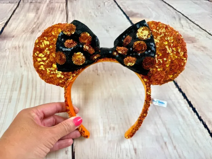 Ears (serre tête) oreilles de Minnie sequins orange Tokyo Disneyland halloween - photo numéro 8