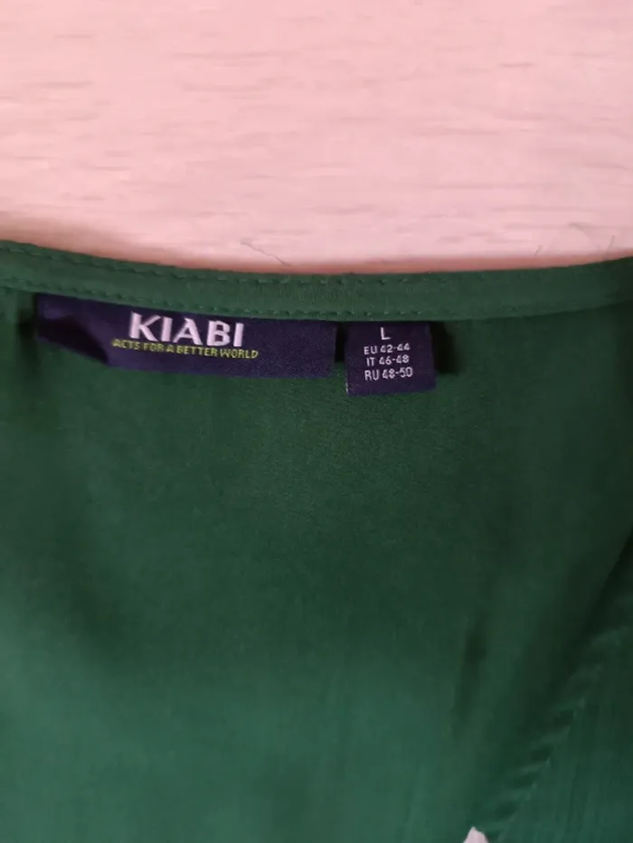 Robe fluide verte à pois blanc taille L - photo numéro 3