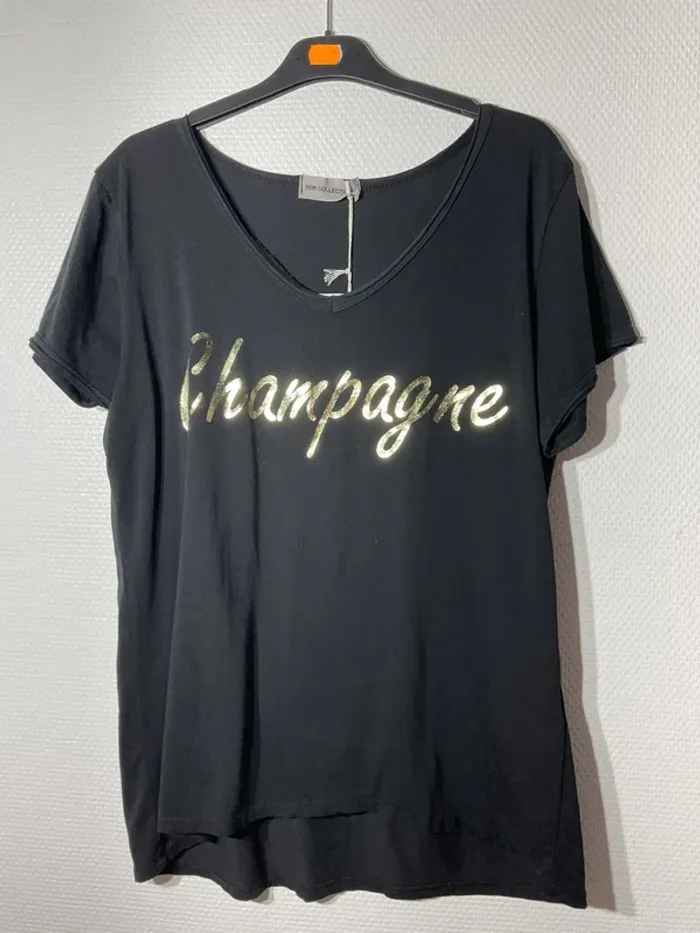 T-shirt « champagne » femme taille unique (36-42)- vivichy - neuf avec étiquette