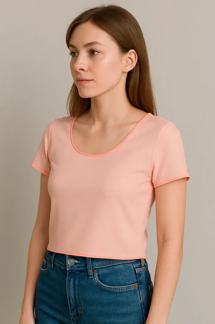 Top rose pâle manches courtes taille S 36